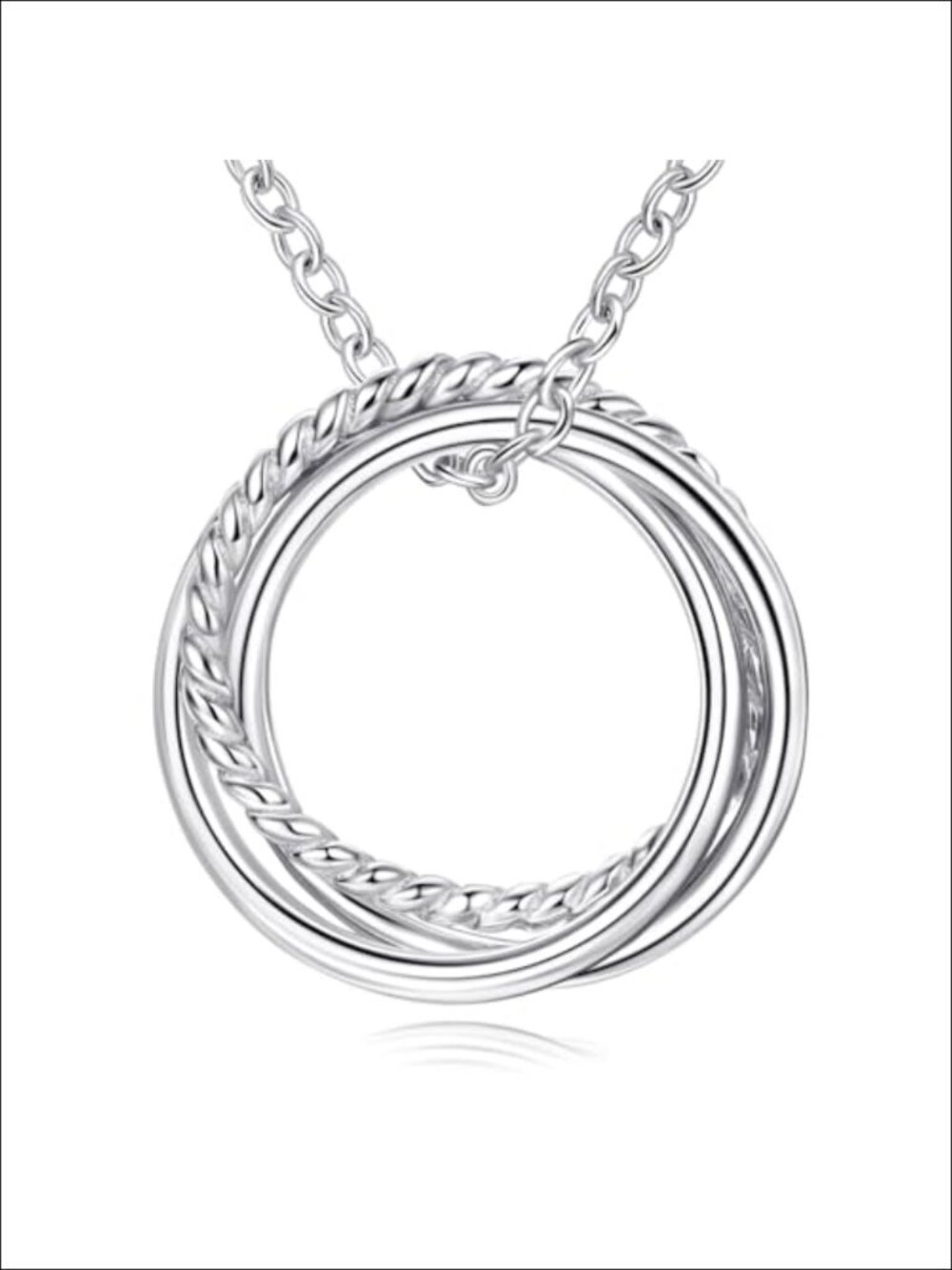 925 Sterling Silver 3 Circle Pendant Necklace 30th Birthday Gift Women